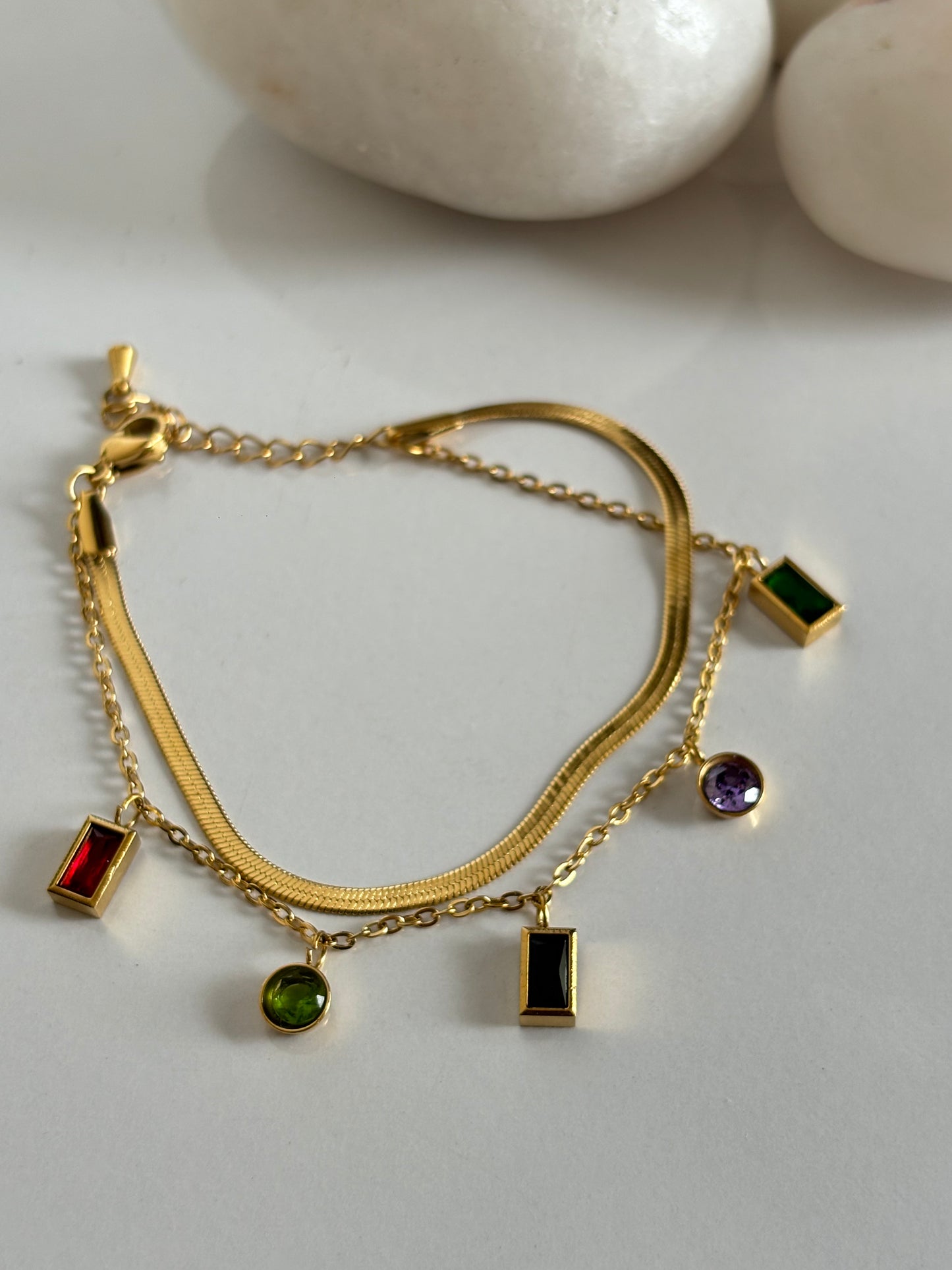 Multi-color Charm Bracelet - Stainless Steel