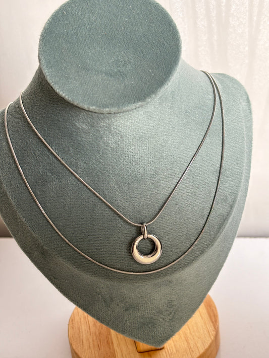 Inaya Double Layer Silver Necklace