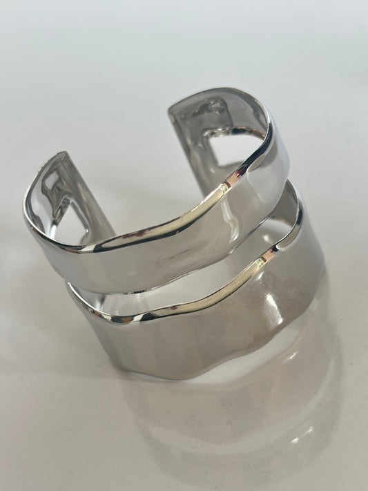 Silver Cut-out Brass Cuff