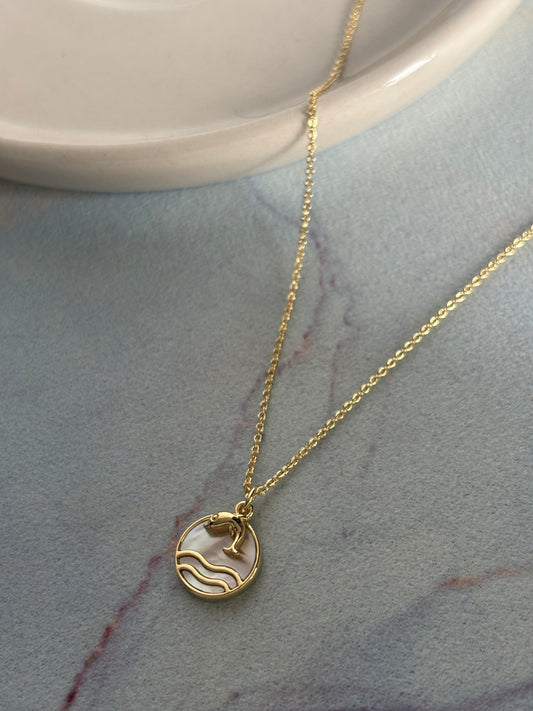 Dolphin-wave Pendant Necklace