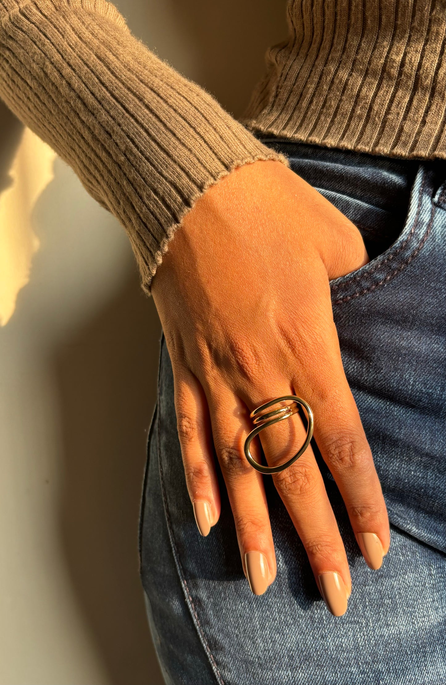 Silica Gold Adjustable Ring -Brass