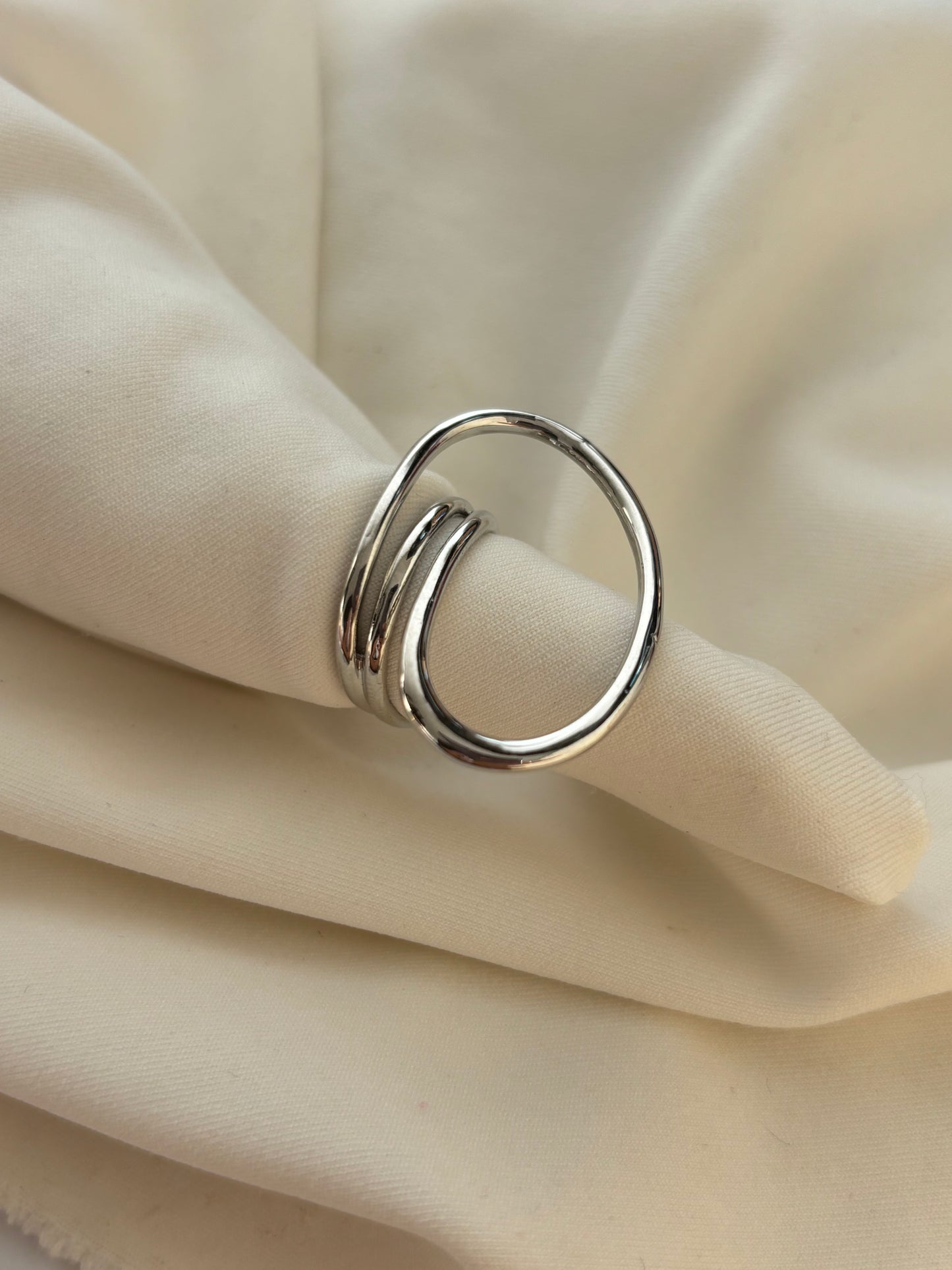 Silica Silver Adjustable Ring -Brass