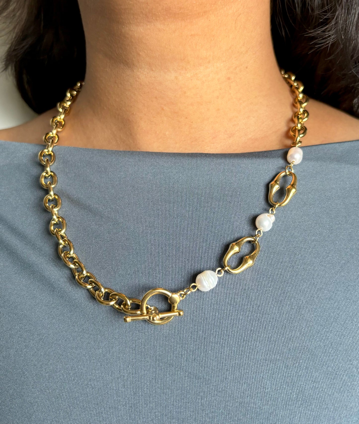 Fresh Pearl Lock Chain - Stainless Steel