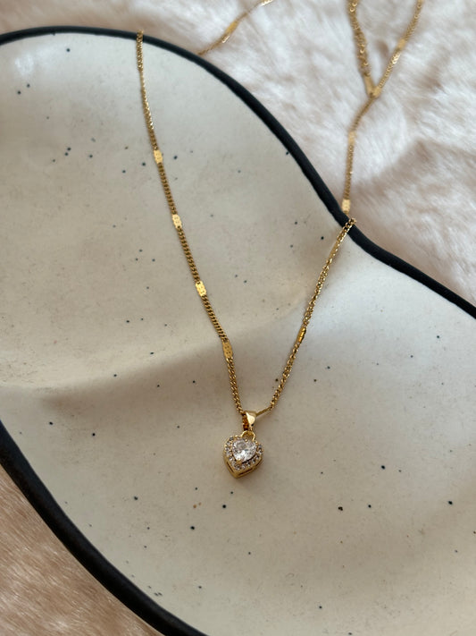 Dainty Diamond Heart Necklace