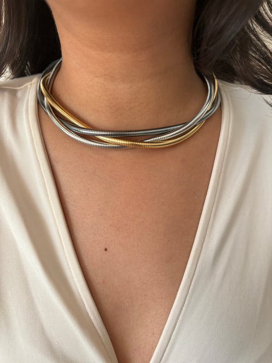 3 Tone Spiral Choker Brass