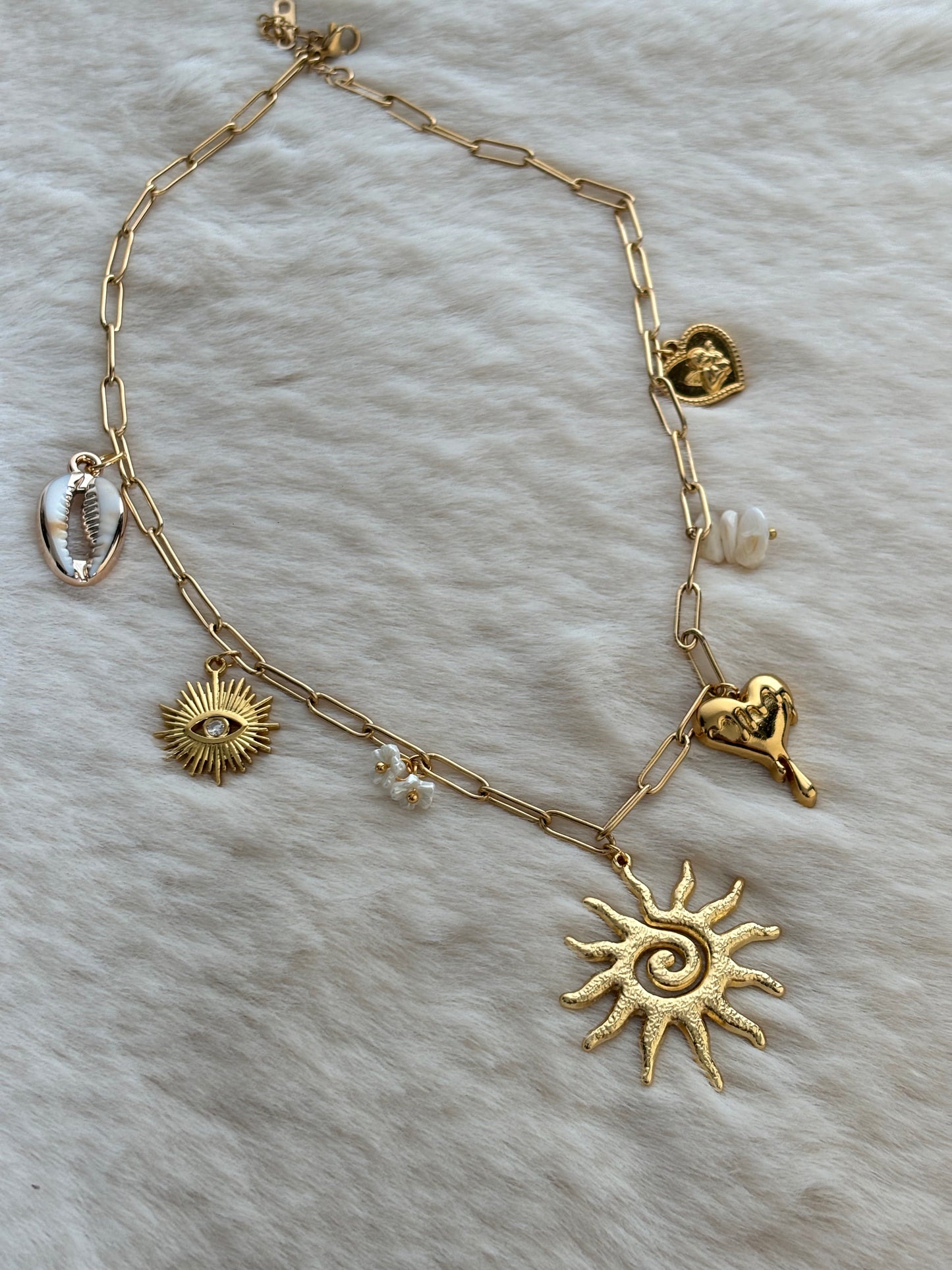 Sun-Drip Chunky Charm Necklace