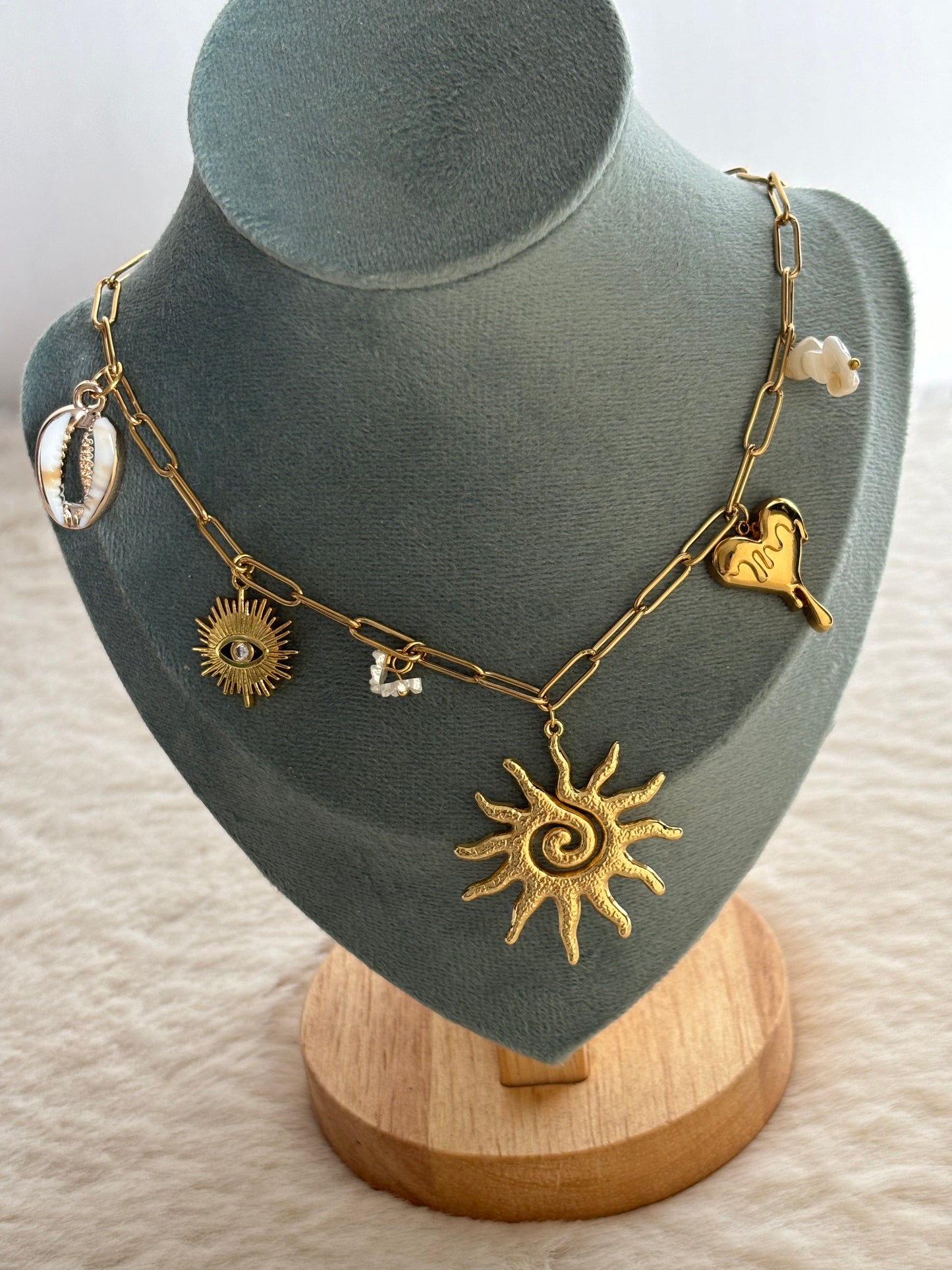 Sun-Drip Chunky Charm Necklace