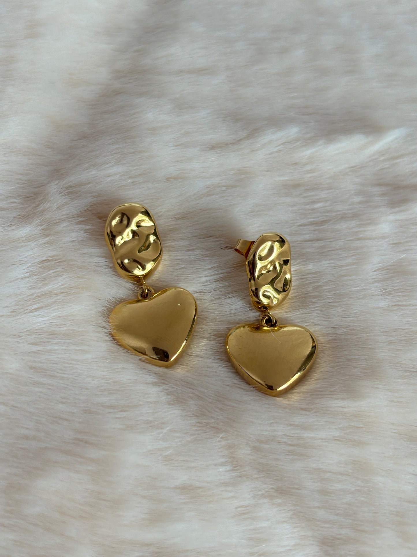 Drop-Heart Gold Earrings - Stainless Steel