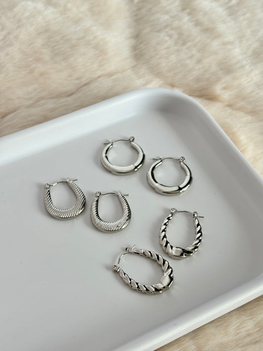 Silver Hoops Combo-3 Stainless Steel