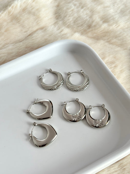 Silver Hoops Combo-5 Stainless Steel