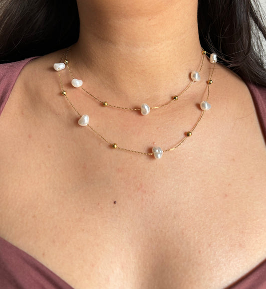 Fresh Pearl Double Layered Necklace