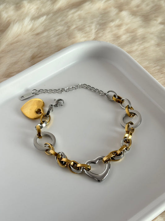 Dual tone heart link Bracelet