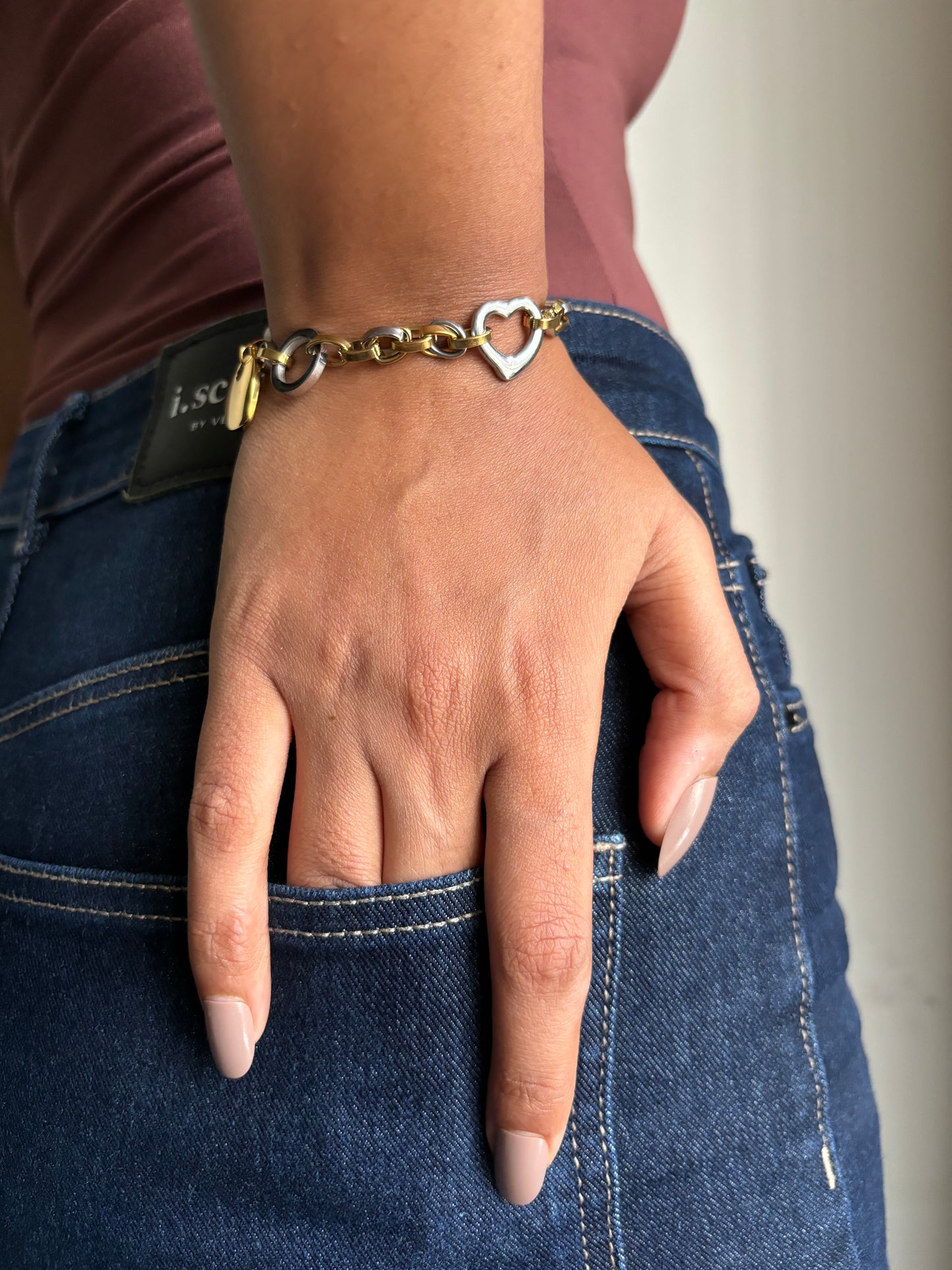 Dual tone heart link Bracelet