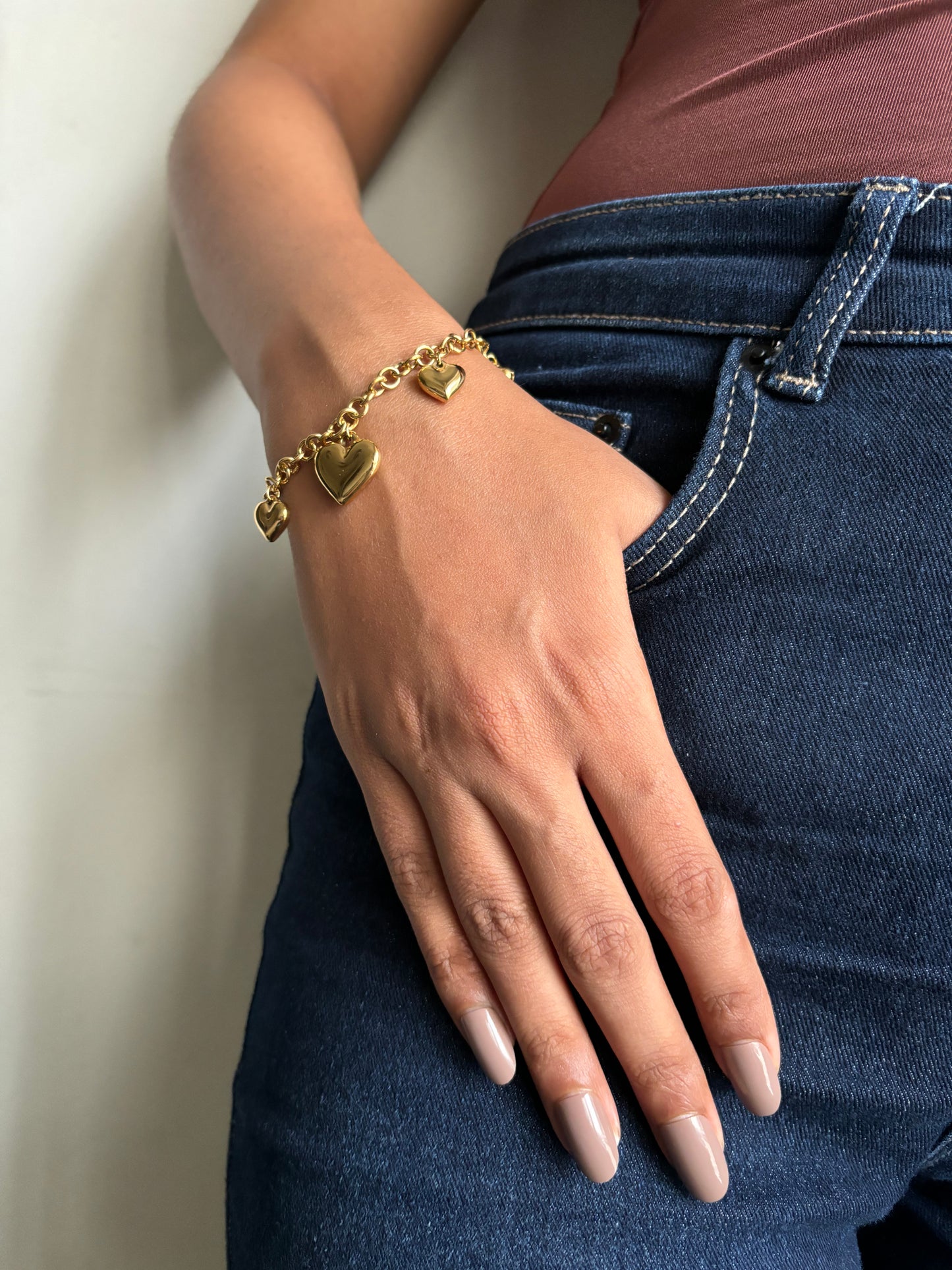 Chunky Heart Charm Bracelet