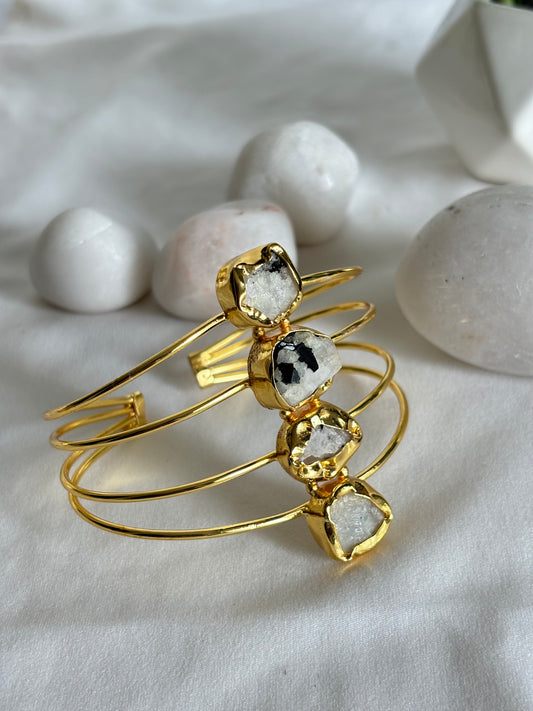 Moonstone Adjustable Cuff - Brass