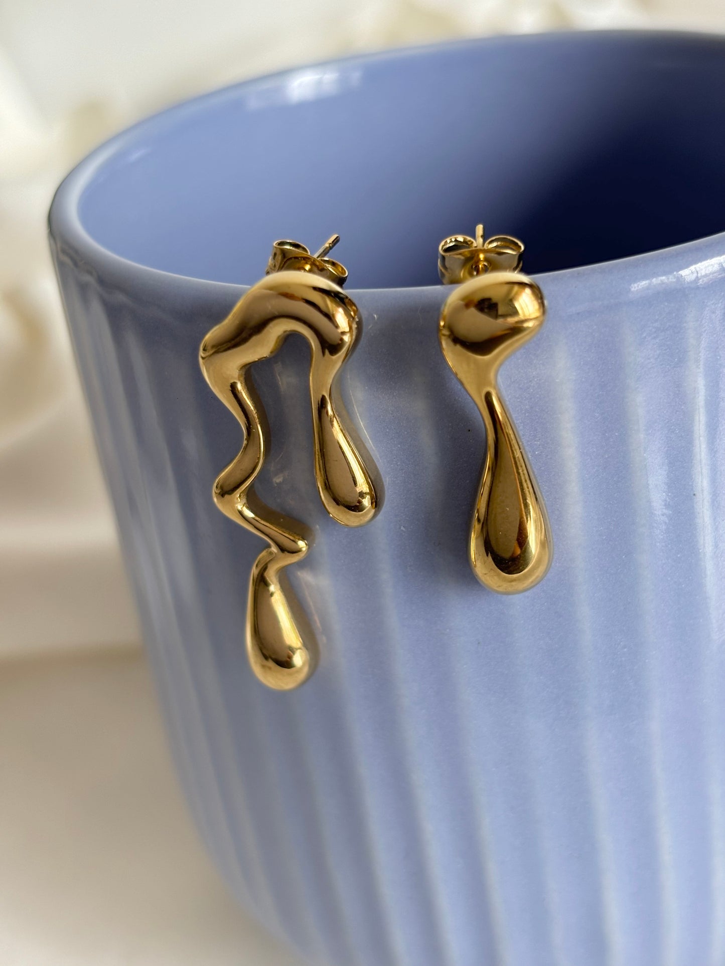 Asymmetric Drip Gold Earrings