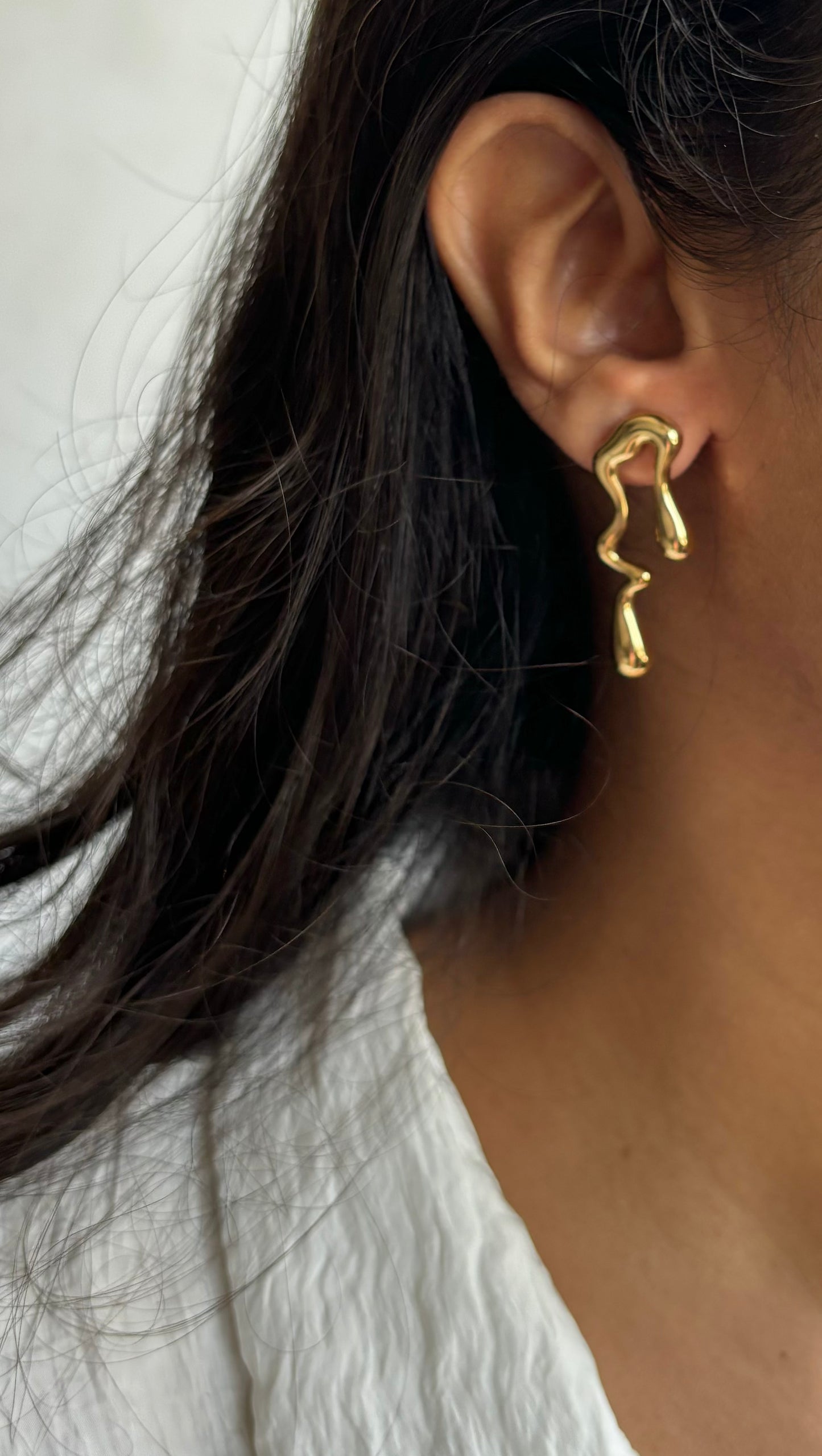 Asymmetric Drip Gold Earrings