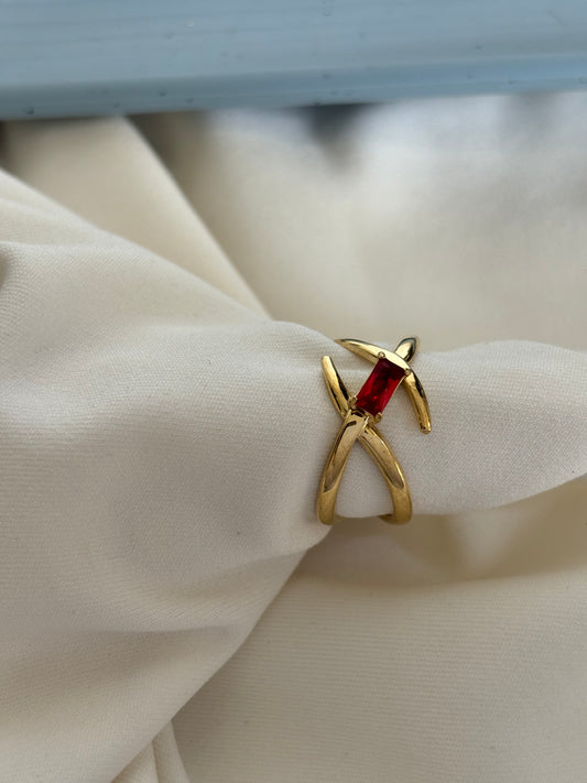 Wind Red Diamond Adjustable Ring