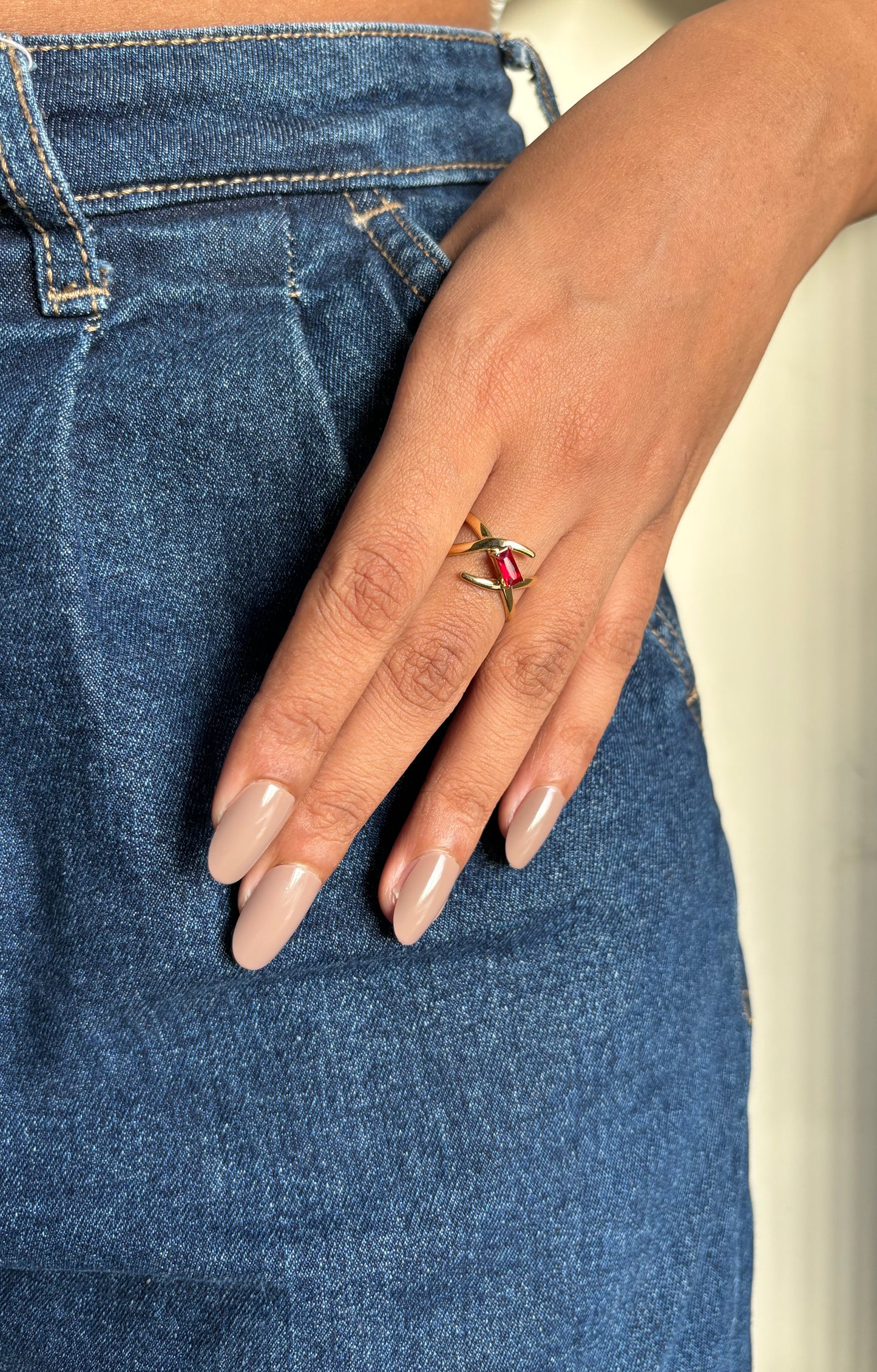 Wind Red Diamond Adjustable Ring