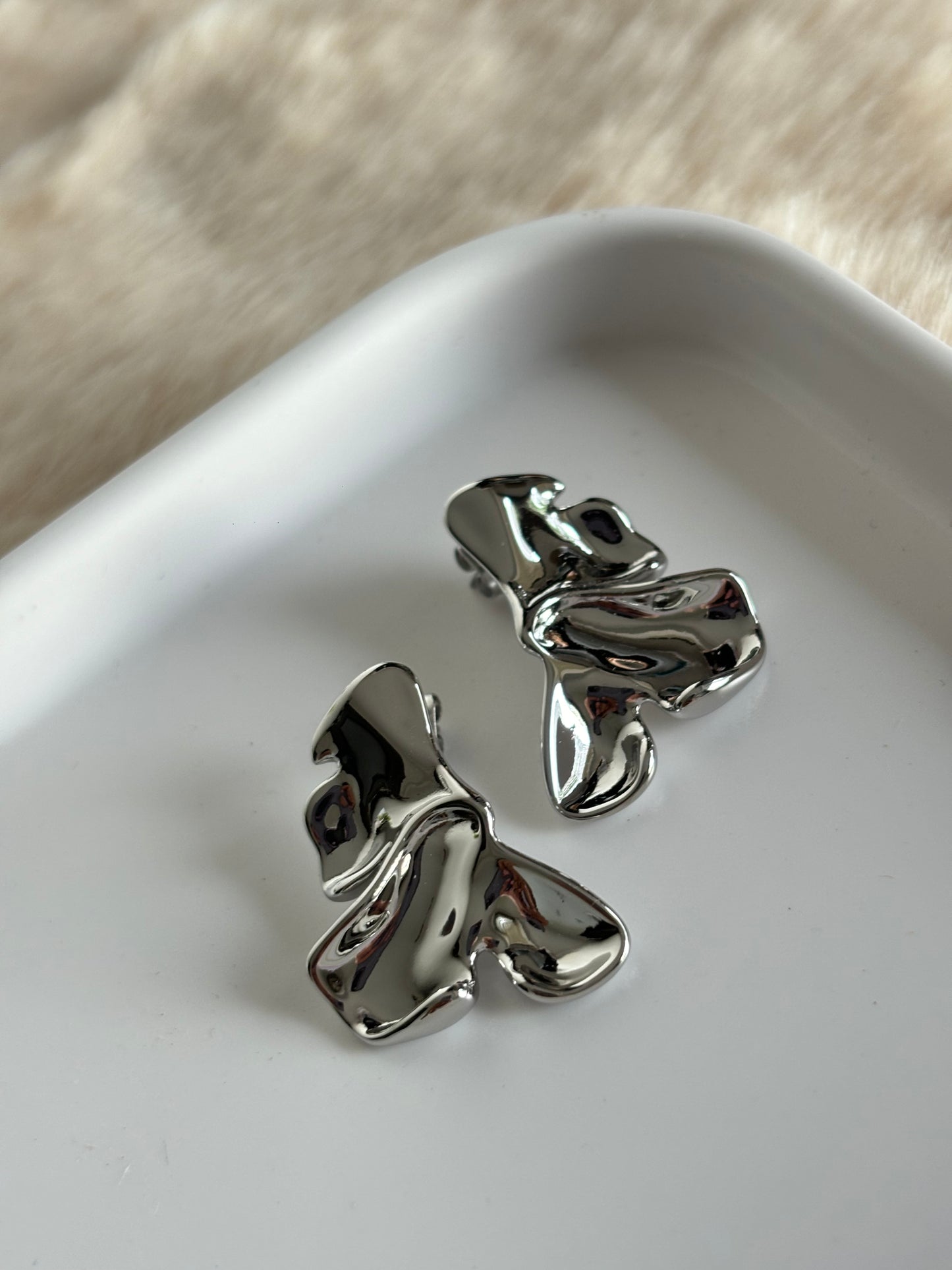 Wing Leaf Silver Earrings