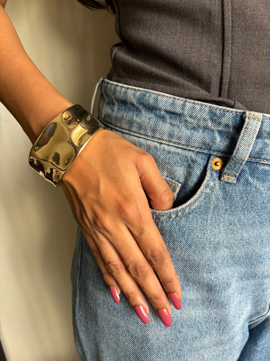 Brass Chunky Hammered Cuff