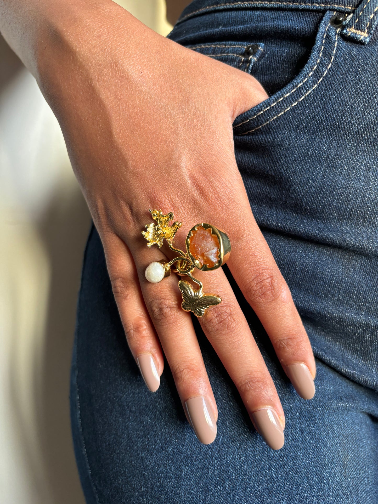 Gardenia Ring Rust Brass