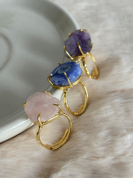 Single Color Stone Adjustable Ring Brass