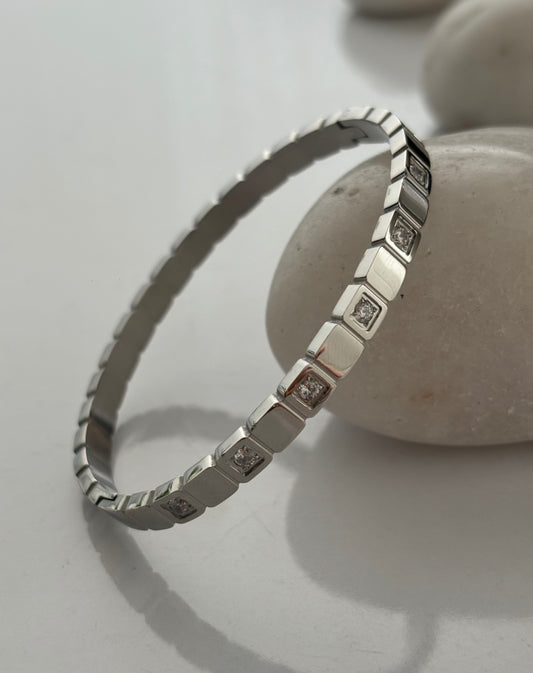 Silver Cube Studded Bracelet