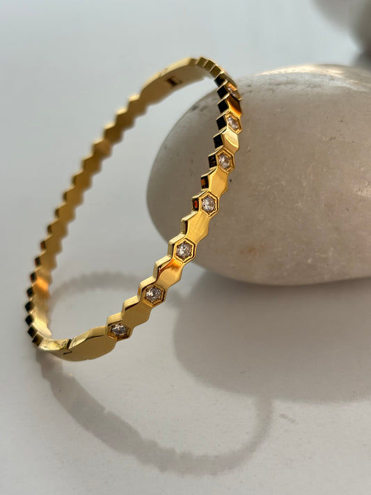 Gold Hexagon Studded Bracelet