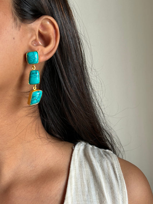 Turquoise Brass Earrings