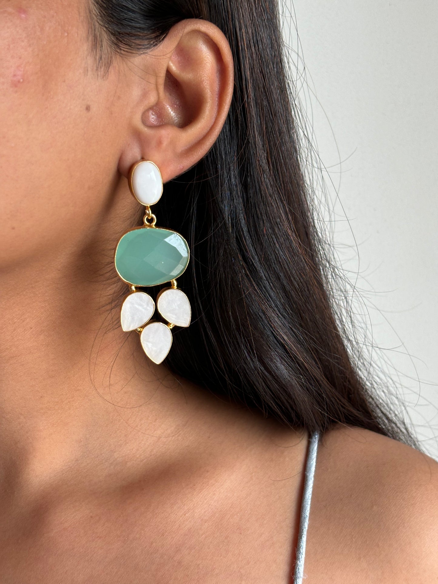 Meraki Pastel Leaf Brass Earrings