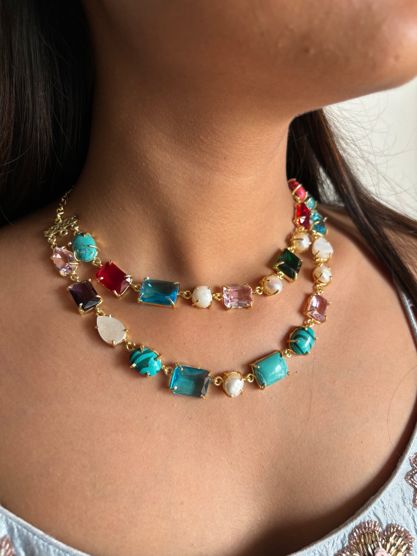 Multi-color Semi-precious Stone Set