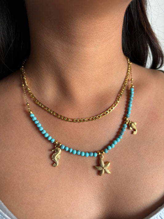 Double Layered Star-fish Charm Chain