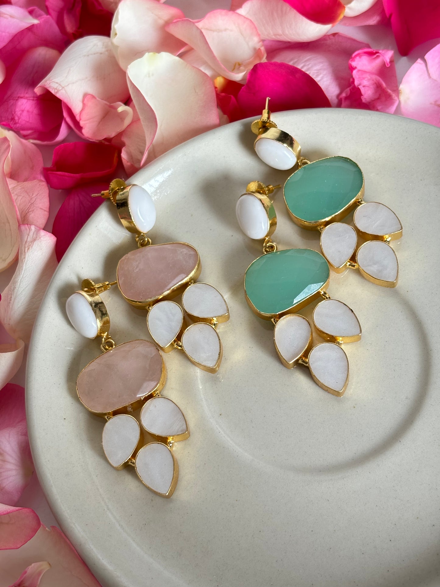 Meraki Pastel Leaf Brass Earrings