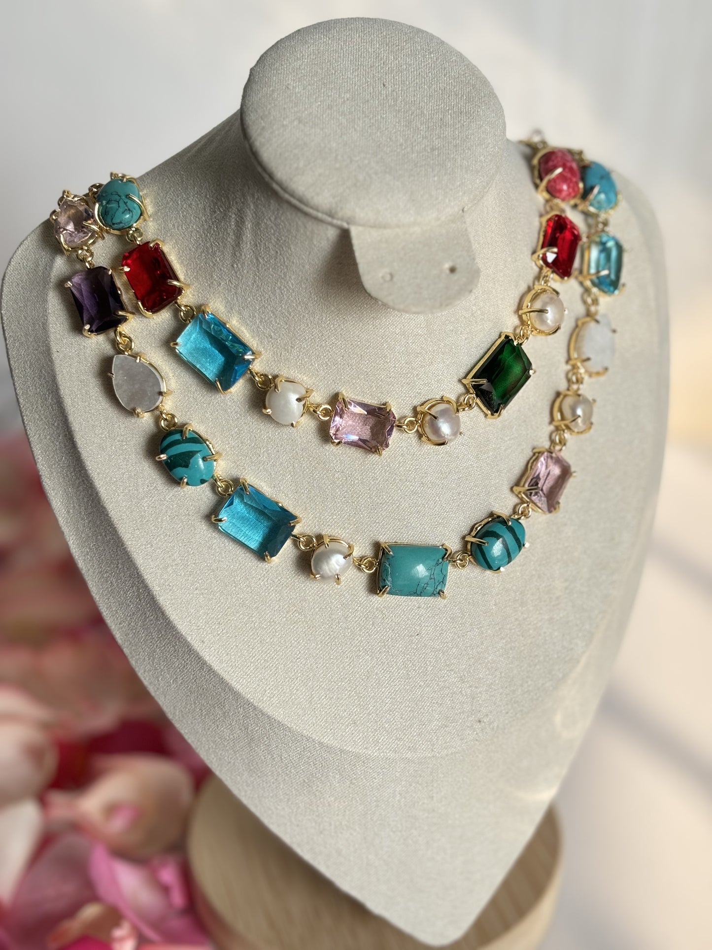 Multi-color Semi-precious Stone Set